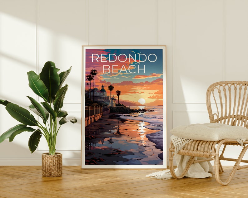 Redondo Beach Poster, California Print, California Art, Redondo Beach Print, California Travel Poster, Coast Poster, Redondo Beach Gift