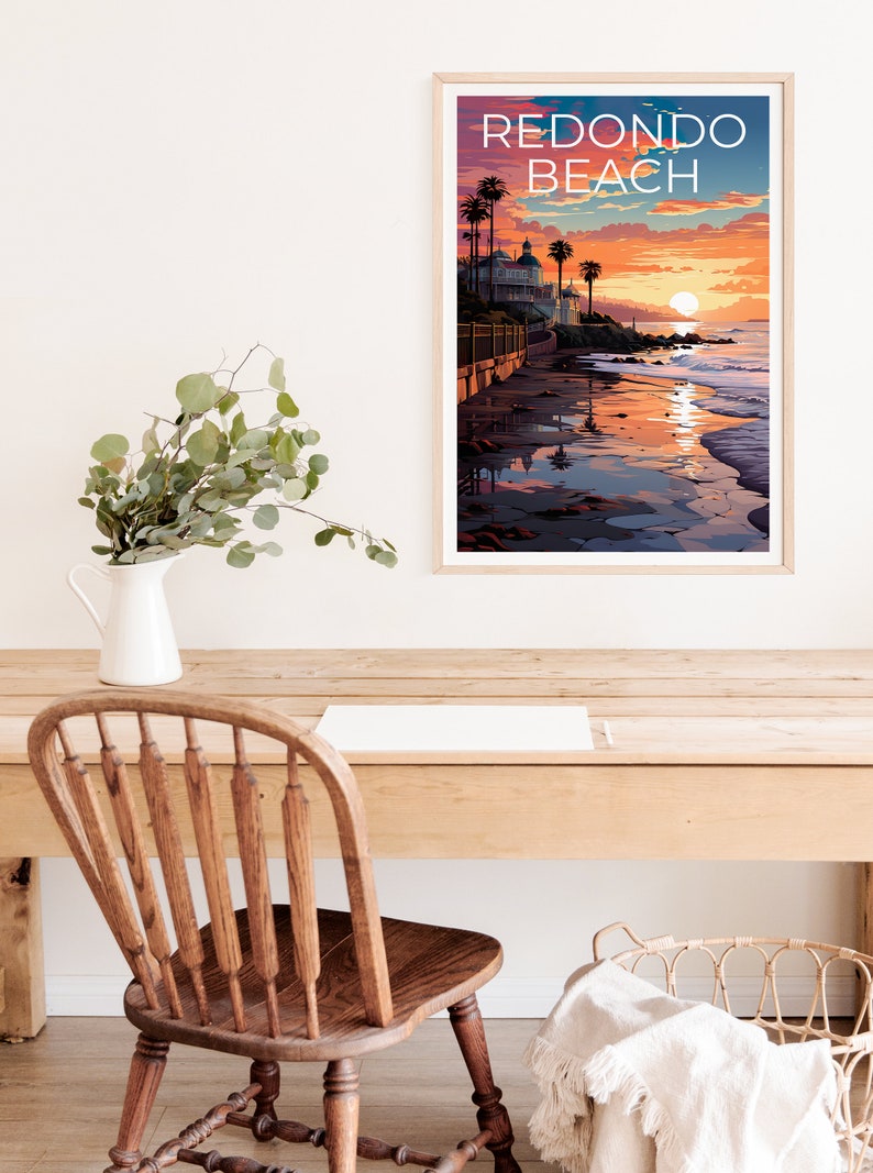 Redondo Beach Poster, California Print, California Art, Redondo Beach Print, California Travel Poster, Coast Poster, Redondo Beach Gift