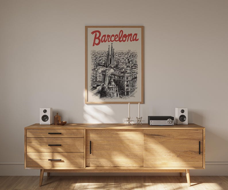 Barcelonia Poster, Europe Travel Print, Sagrada Familia Art, Basilica Illustration, City Poster, SPrint Materialcenic Wall Art, Home Decor, Birthday Gift