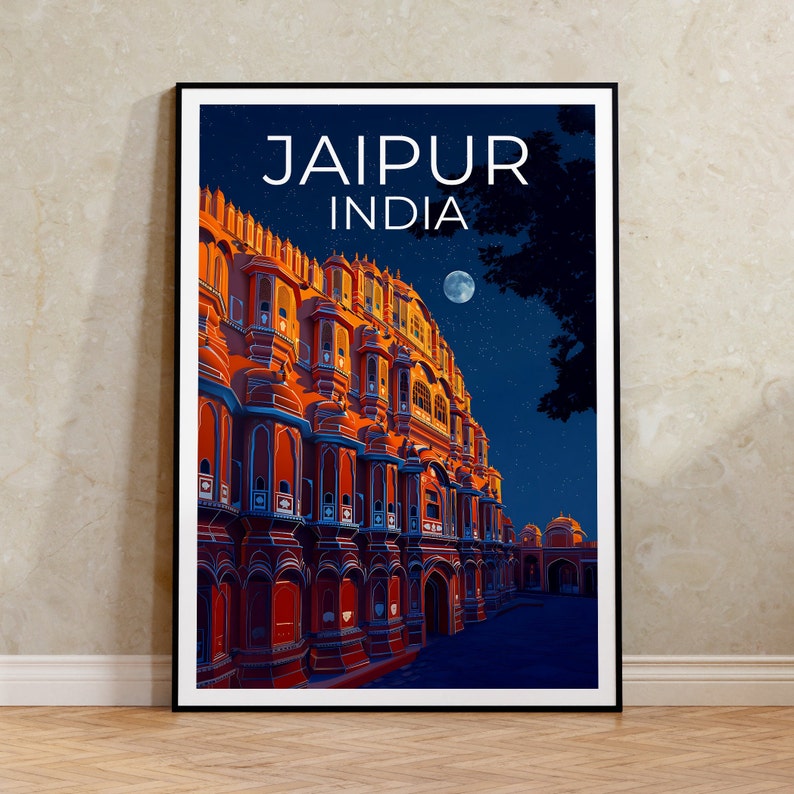 Jaipur Travel Poster, Jaipur Wall Art, India Print, India Poster, Jaipur Poster, Hawa Mahal Poster, India Art