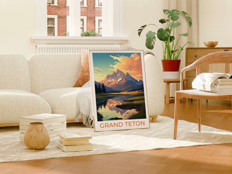 Grand Teton Travel Poster, Wyoming Wall Art, Wyoming Print, Grand Teton Poster, Wyoming Poster,  Grand Teton Print, Grand Teton Art