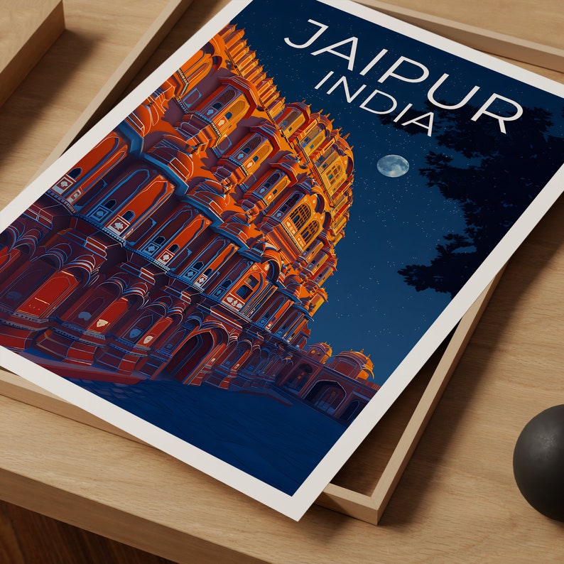 Jaipur Travel Poster, Jaipur Wall Art, India Print, India Poster, Jaipur Poster, Hawa Mahal Poster, India Art