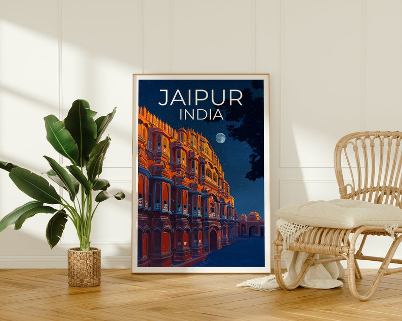 Jaipur Travel Poster, Jaipur Wall Art, India Print, India Poster, Jaipur Poster, Hawa Mahal Poster, India Art