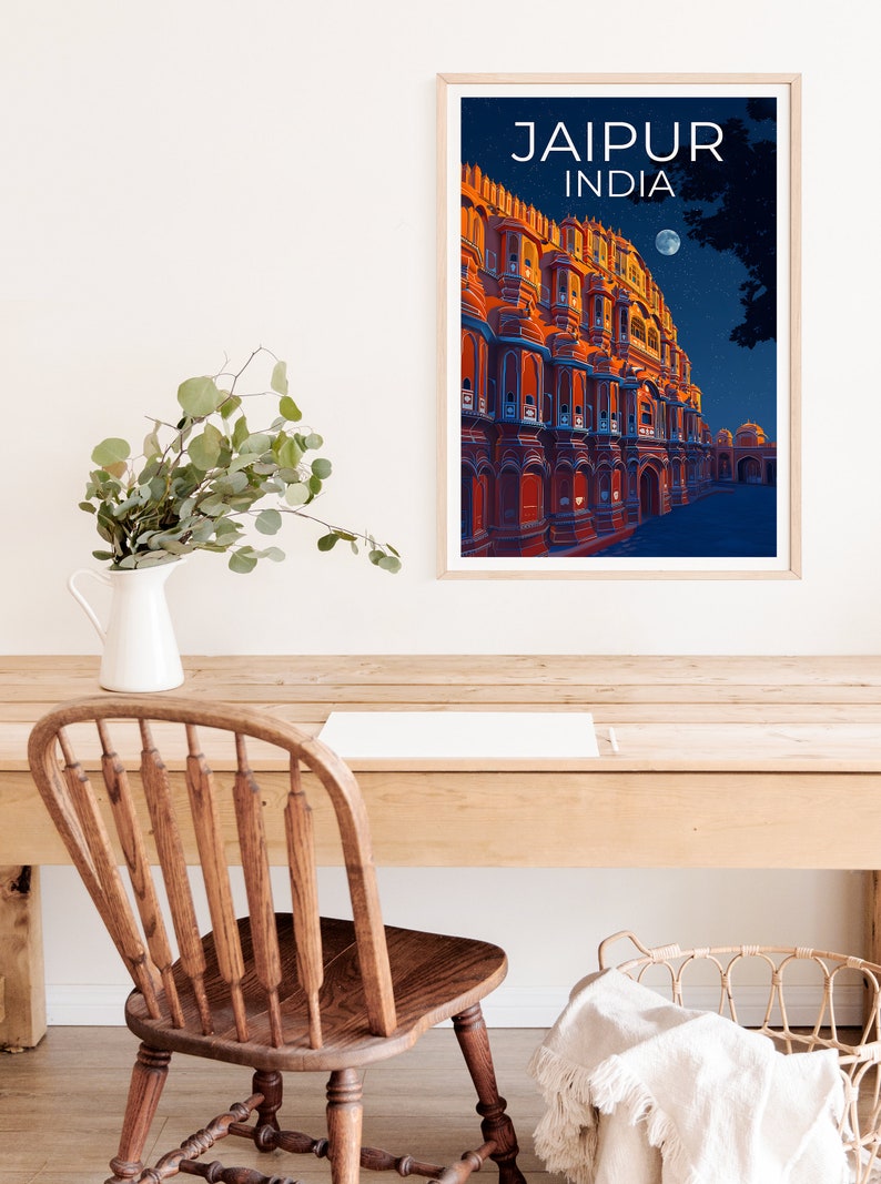 Jaipur Travel Poster, Jaipur Wall Art, India Print, India Poster, Jaipur Poster, Hawa Mahal Poster, India Art
