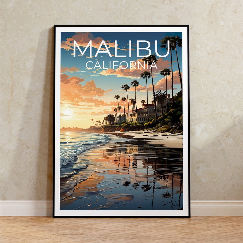 Malibu Travel Poster, California Wall Art, California Print, Malibu Poster, California Poster, City Poster, Malibu Art