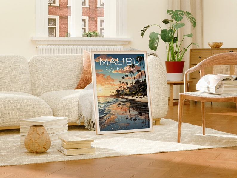 Malibu Travel Poster, California Wall Art, California Print, Malibu Poster, California Poster, City Poster, Malibu Art