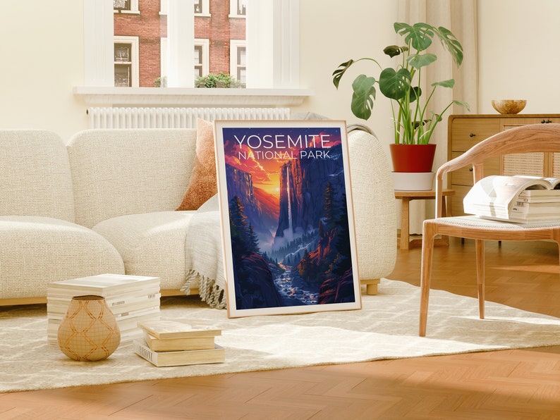 Yosemite National Park Poster, Yosemite Print, Waterfall Poster, California Poster, California Travel Poster, Yosemite Art, Yosemite Gift