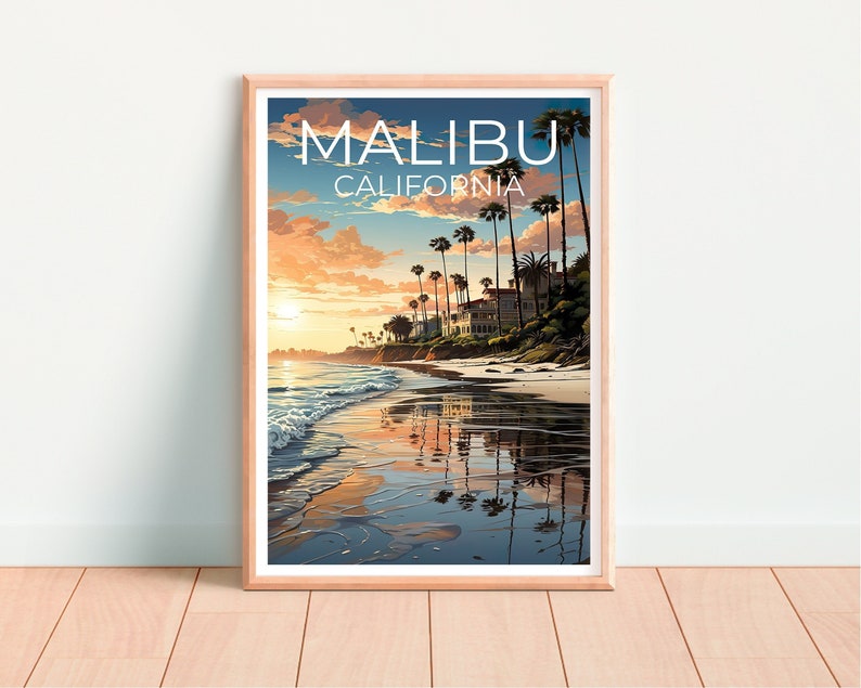 Malibu Travel Poster, California Wall Art, California Print, Malibu Poster, California Poster, City Poster, Malibu Art