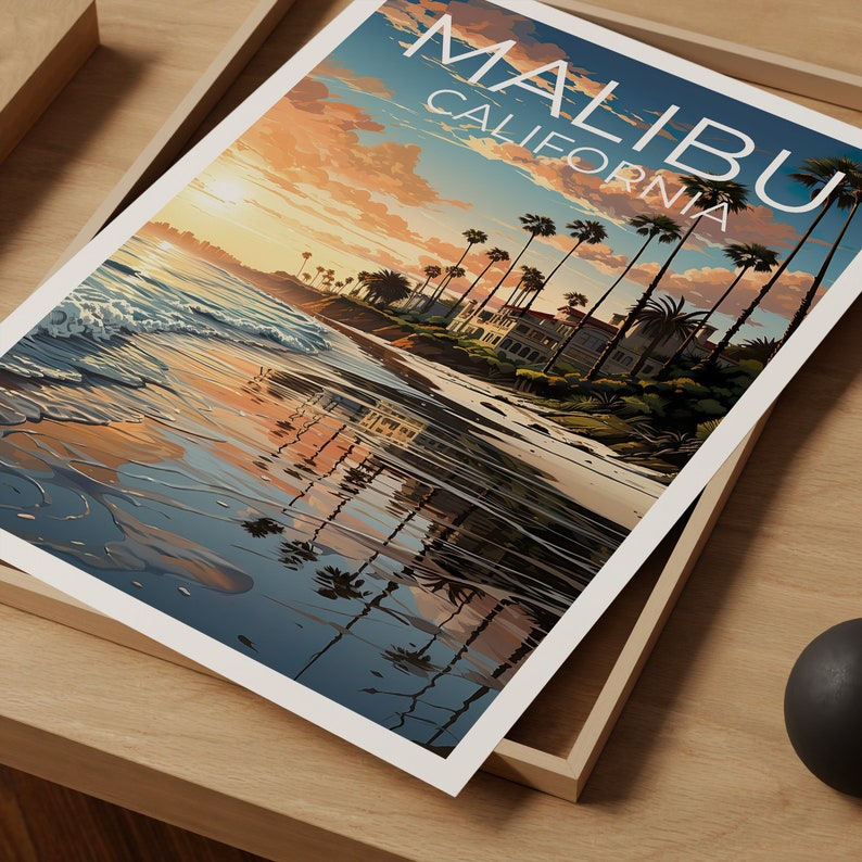 Malibu Travel Poster, California Wall Art, California Print, Malibu Poster, California Poster, City Poster, Malibu Art