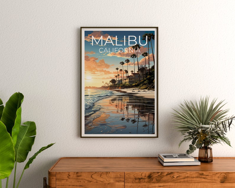 Malibu Travel Poster, California Wall Art, California Print, Malibu Poster, California Poster, City Poster, Malibu Art