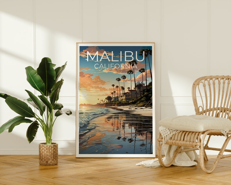 Malibu Travel Poster, California Wall Art, California Print, Malibu Poster, California Poster, City Poster, Malibu Art