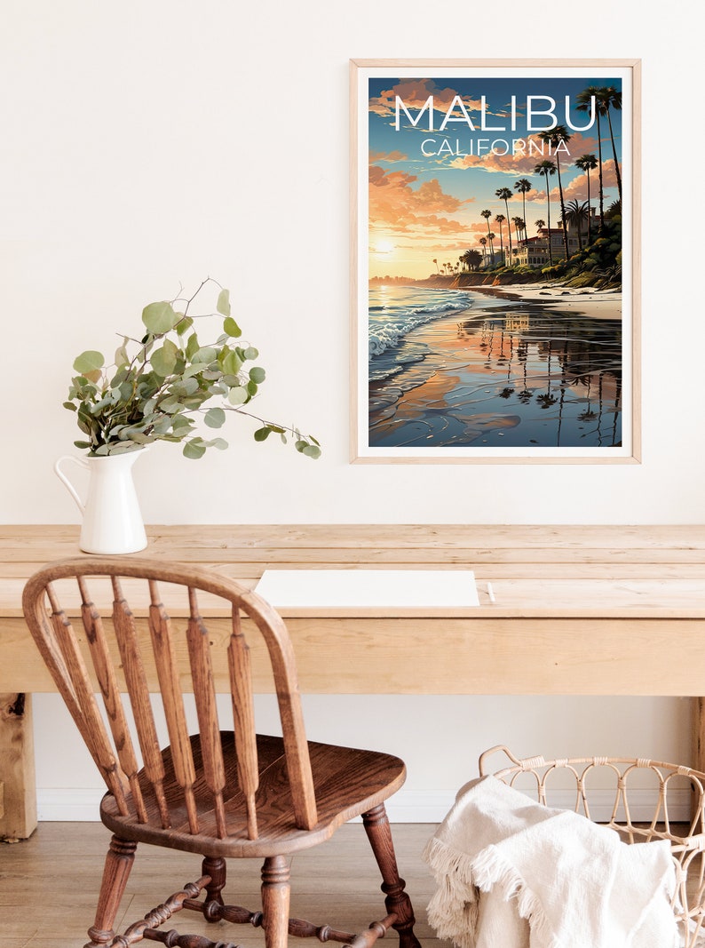 Malibu Travel Poster, California Wall Art, California Print, Malibu Poster, California Poster, City Poster, Malibu Art