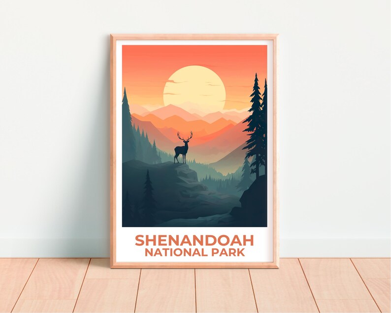 Shenandoah National Park Travel Print, Virginia Poster, Forest Art, Mountain Illustration, Blue Ridge Poster, Home Decor, Birthday Gift