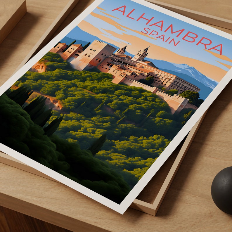Alhambra Travel Poster, Spain Wall Art, Spain Print, Alhambra Poster, Grenada Poster, City Poster, Alhambra Art