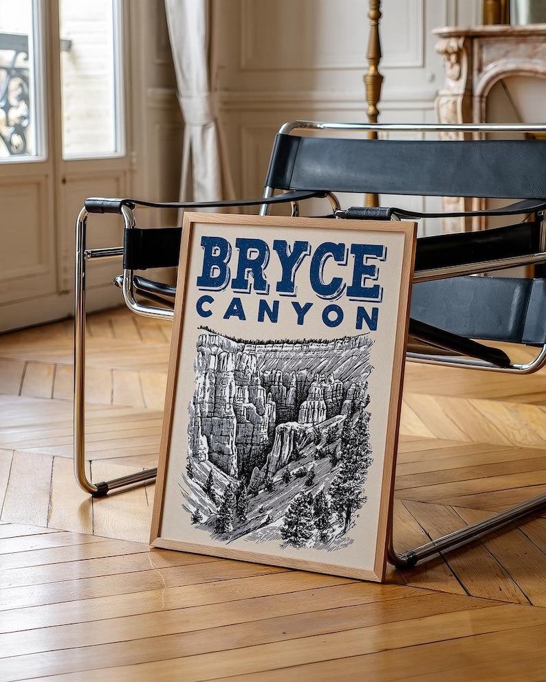 Bryce Canyon National Park Poster, Utah Travel Print, Outdoor Art, Desert Hike Illustration, Scenic Wall Art, Home Decor, Birthday Gift