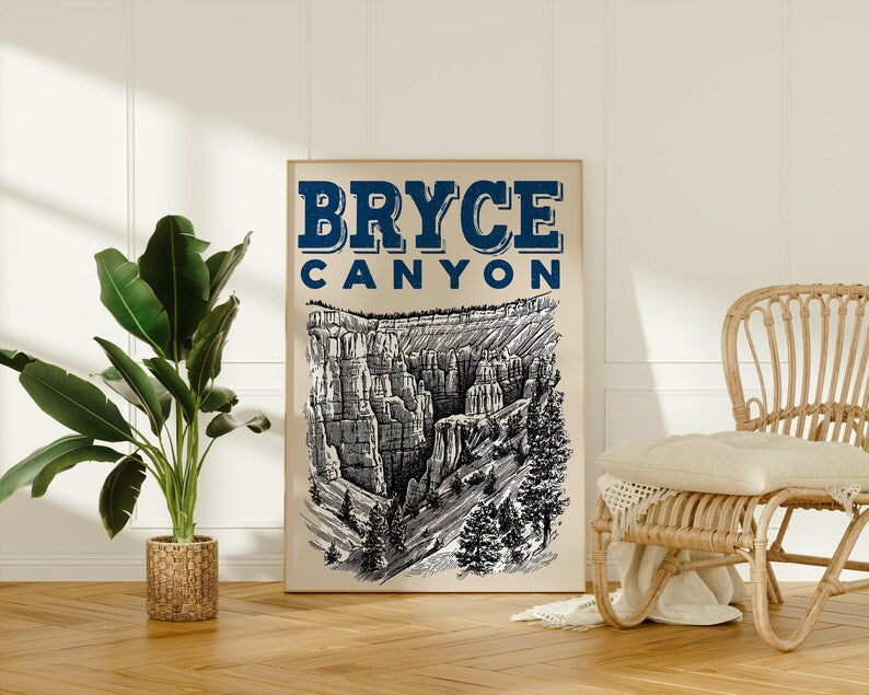 Bryce Canyon National Park Poster, Utah Travel Print, Outdoor Art, Desert Hike Illustration, Scenic Wall Art, Home Decor, Birthday Gift