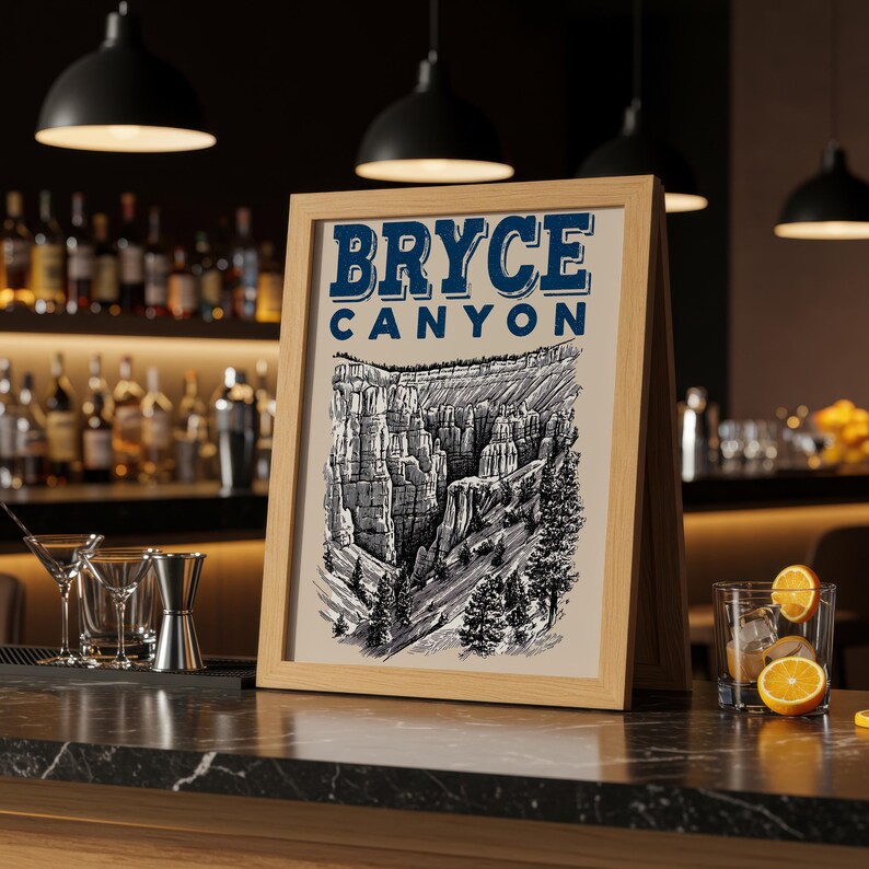 Bryce Canyon National Park Poster, Utah Travel Print, Outdoor Art, Desert Hike Illustration, Scenic Wall Art, Home Decor, Birthday Gift