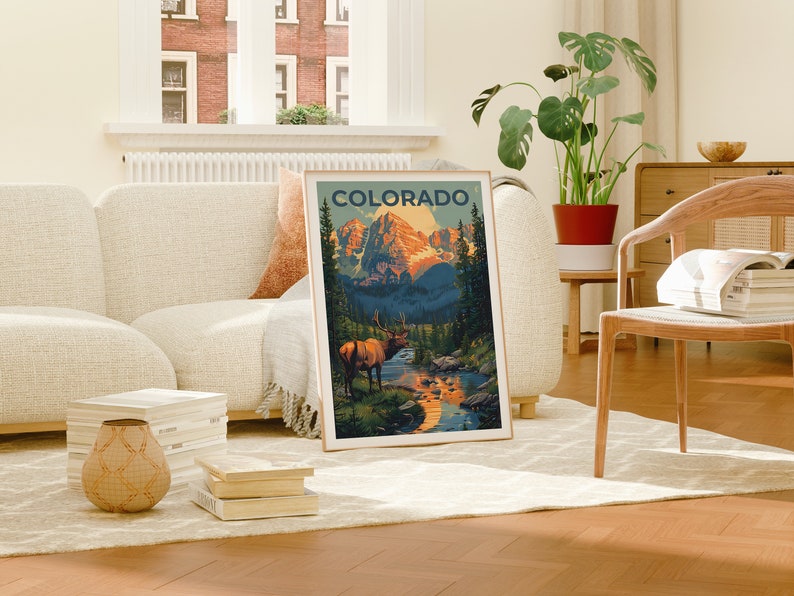 Colorado Poster, Colorado Print, Rockies Poster, Rockies Print, Colorado Travel Poster, Deer Poster, Colorado Art