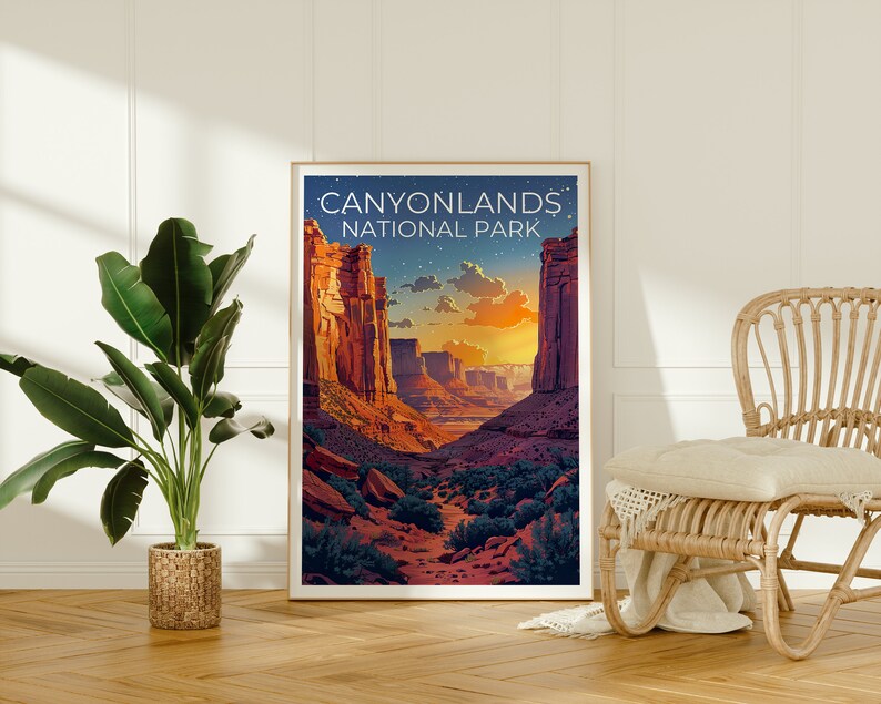 Affiche du parc national de Canyonlands, affiche de l'Utah, impression de Canyonlands, impression de l'Utah, affiche de voyage de Canyonlands, cadeau de randonnée, art de l'Utah