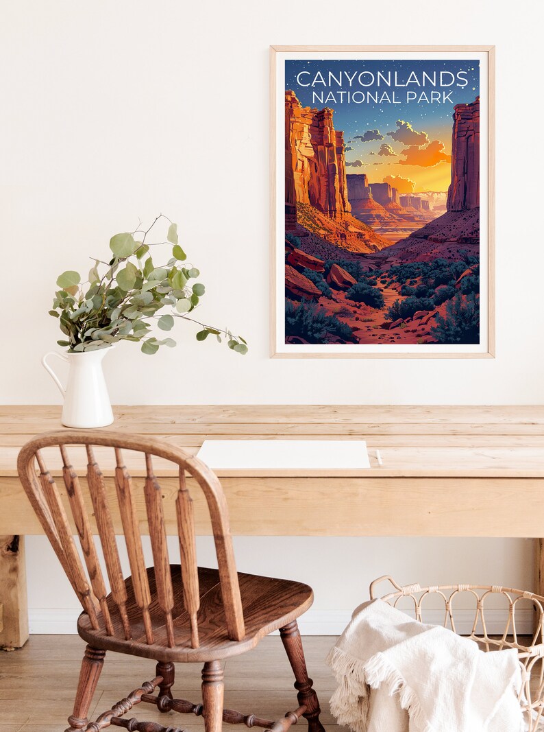 Affiche du parc national de Canyonlands, affiche de l'Utah, impression de Canyonlands, impression de l'Utah, affiche de voyage de Canyonlands, cadeau de randonnée, art de l'Utah