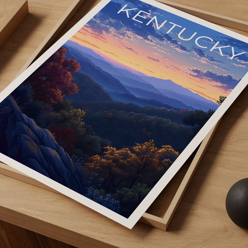 Affiche de voyage du Kentucky, art mural de la forêt, impression de forêt, affiche du Kentucky, affiche de la forêt, affiche de la nature, art du Kentucky
