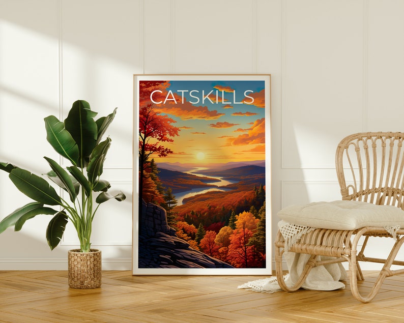 Affiche de voyage des montagnes Catskill, art mural Catskills, impression Catskills, affiche Catskills, affiche de New York, affiche de montagne, cadeau Catskills