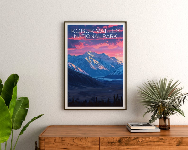 Affiche du parc national de Kobuk Valley, impression de Kobuk Valley, affiche d'Alaska, impression d'Alaska, affiche de voyage de Kobuk Valley, affiche de montagne