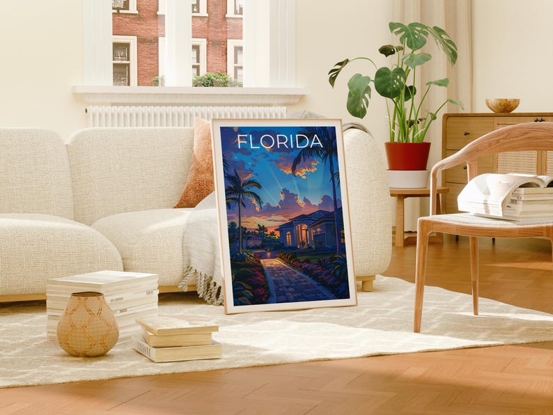 Florida Poster, Florida Travel Print, Coastal Art, House Print, Coastal Poster, Florida Gift, Florida Print