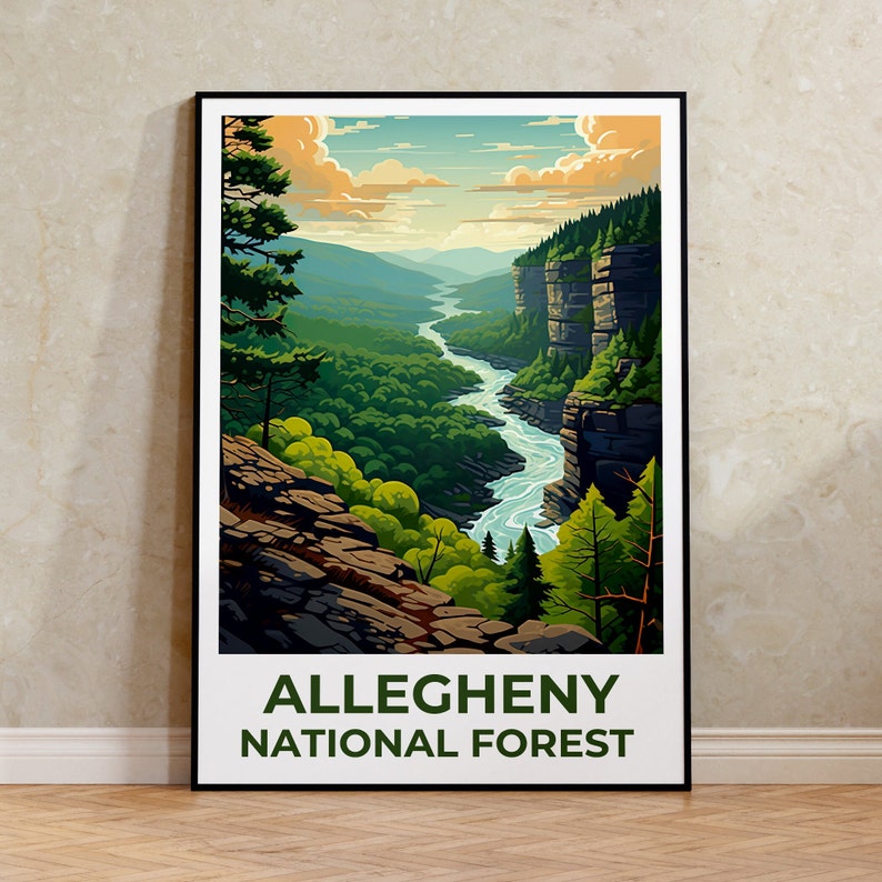 Allegheny Forest Travel Poster, Pennsylvania Wall Art, Pennsylvania Print, Allegheny Poster, Pennsylvania Poster, Nature Poster