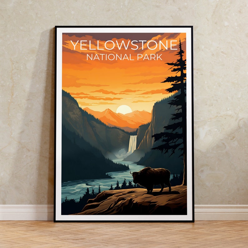 Yellowstone Travel Poster, Wyoming Wall Art, Wyoming Print, Yellowstone Poster, Wyoming Poster, Nature Poster, Yellowstone Art