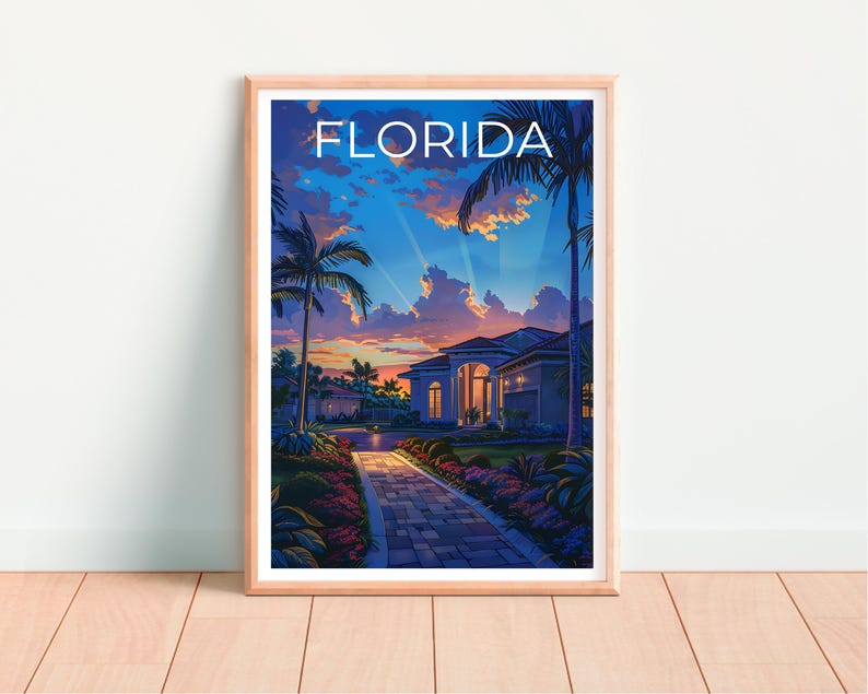 Florida Poster, Florida Travel Print, Coastal Art, House Print, Coastal Poster, Florida Gift, Florida Print