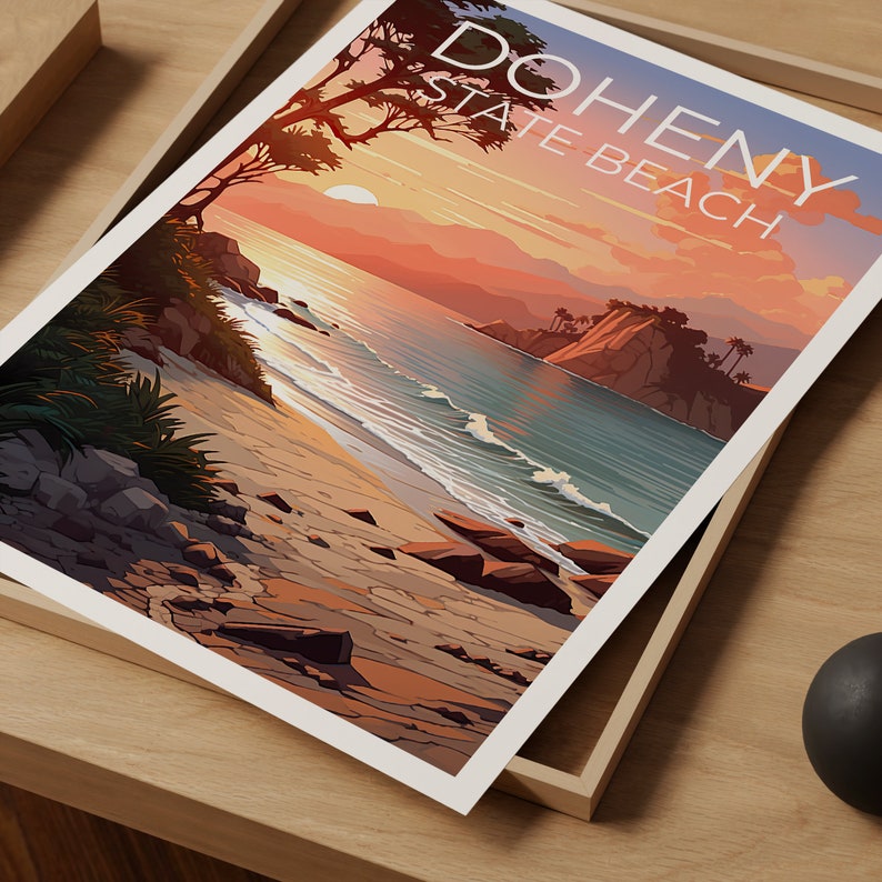 Doheny State Beach Travel Poster, California Wall Art, California Print, Doheny State Beach Poster, California Poster