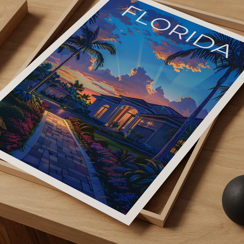 Florida Poster, Florida Travel Print, Coastal Art, House Print, Coastal Poster, Florida Gift, Florida Print
