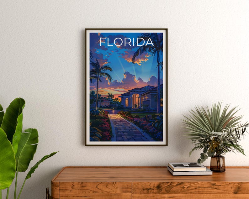 Florida Poster, Florida Travel Print, Coastal Art, House Print, Coastal Poster, Florida Gift, Florida Print