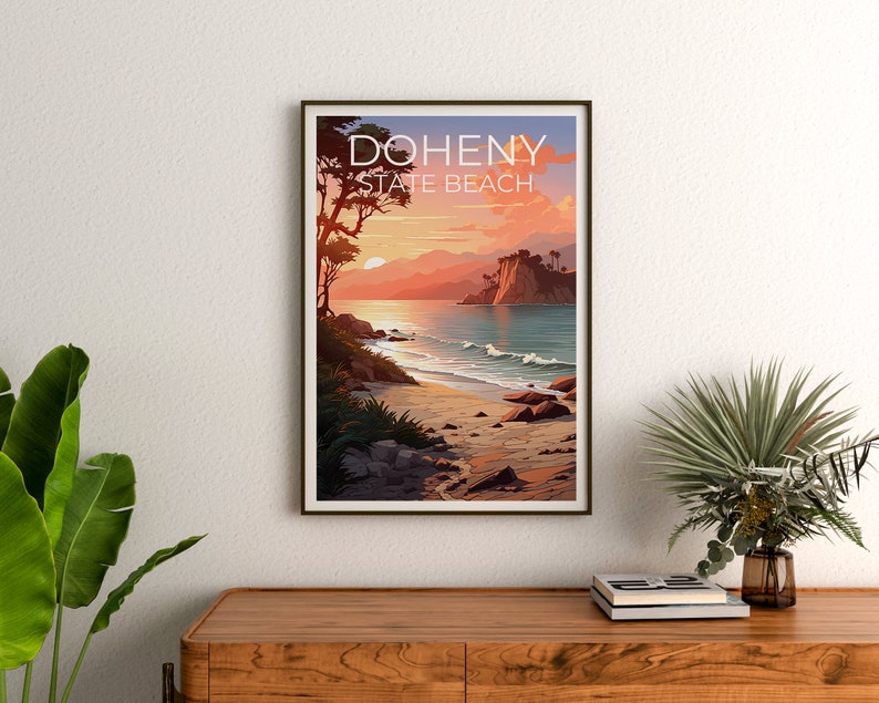 Doheny State Beach Travel Poster, California Wall Art, California Print, Doheny State Beach Poster, California Poster