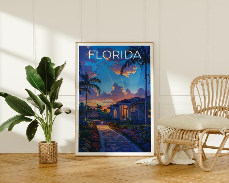 Florida Poster, Florida Travel Print, Coastal Art, House Print, Coastal Poster, Florida Gift, Florida Print