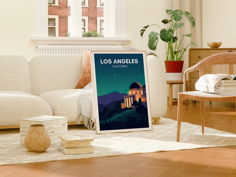 Los Angeles Travel Poster, California Wall Art, Los Angeles Print, Los Angeles Poster, California Art, Griffith Observatory Poster