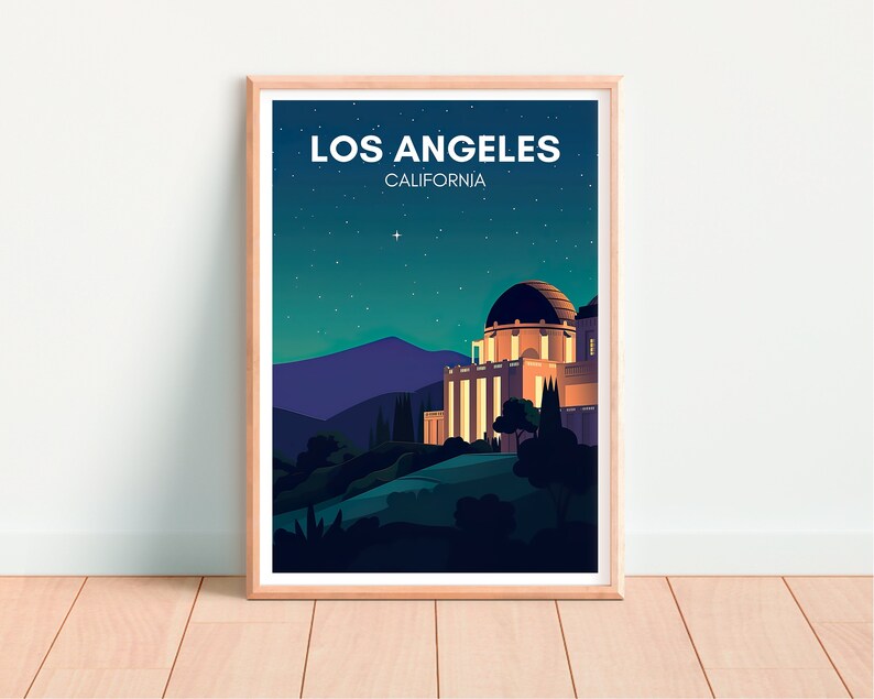 Los Angeles Travel Poster, California Wall Art, Los Angeles Print, Los Angeles Poster, California Art, Griffith Observatory Poster