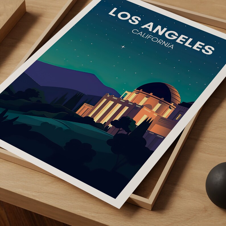 Los Angeles Travel Poster, California Wall Art, Los Angeles Print, Los Angeles Poster, California Art, Griffith Observatory Poster