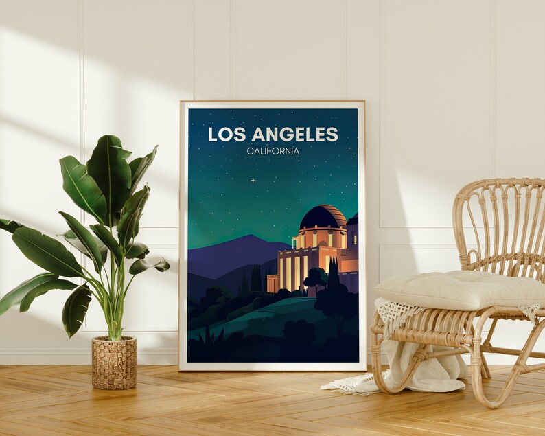 Los Angeles Travel Poster, California Wall Art, Los Angeles Print, Los Angeles Poster, California Art, Griffith Observatory Poster
