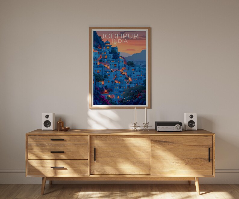 Jodhpur Poster, India Travel Print, Asia Art, Jodhpur Blue City Illustration, Landscape Poster, Scenic Wall Art, Home Decor, Birthday Gift
