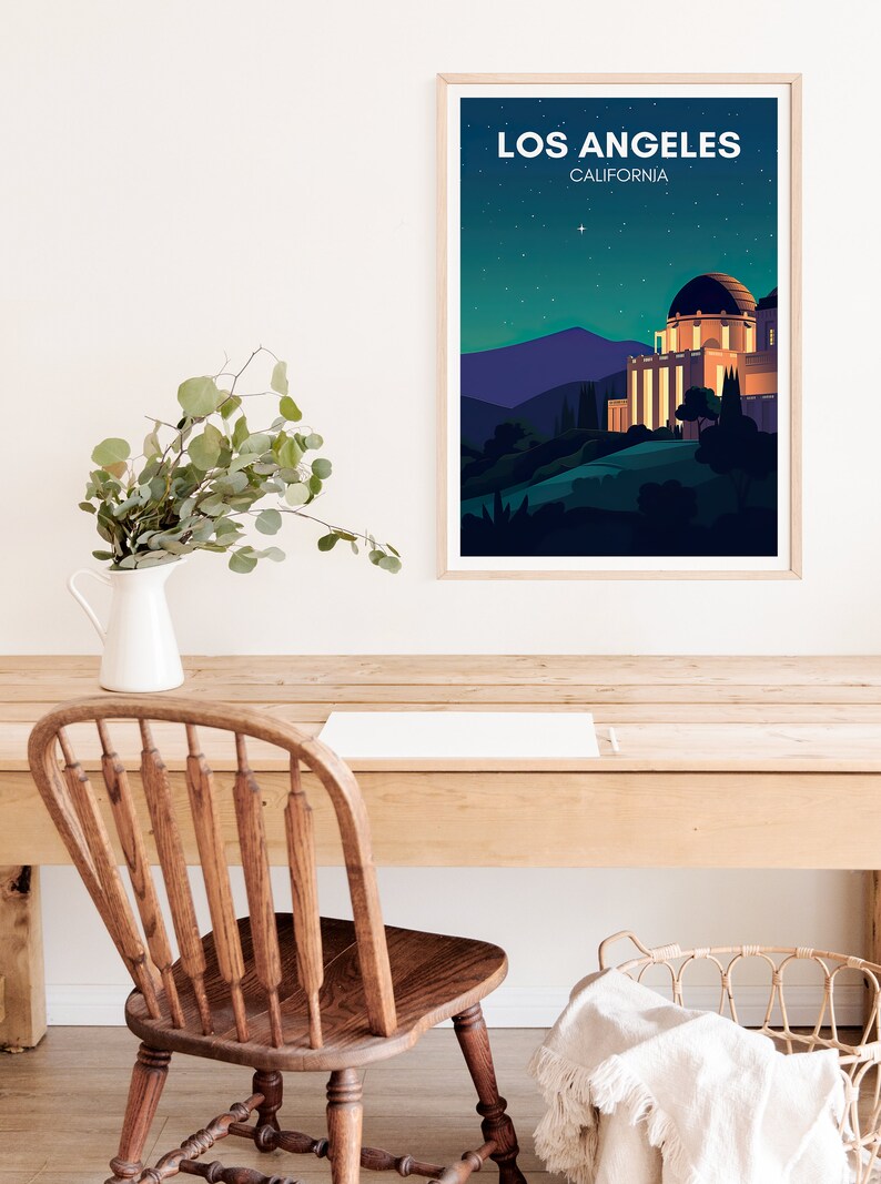 Los Angeles Travel Poster, California Wall Art, Los Angeles Print, Los Angeles Poster, California Art, Griffith Observatory Poster