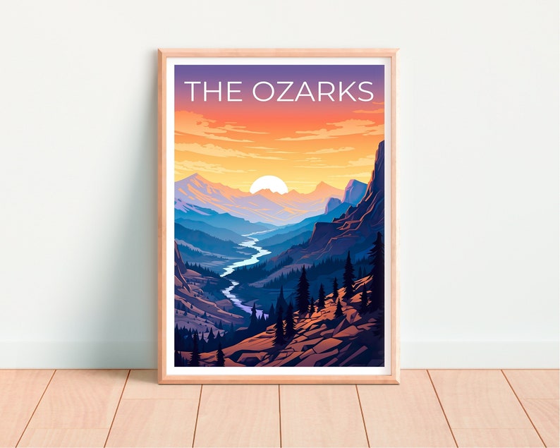 Ozarks Travel Poster, Mountains Wall Art, Mountains Print, Ozarks Poster, Hiking Poster, Nature Poster, Ozarks Art