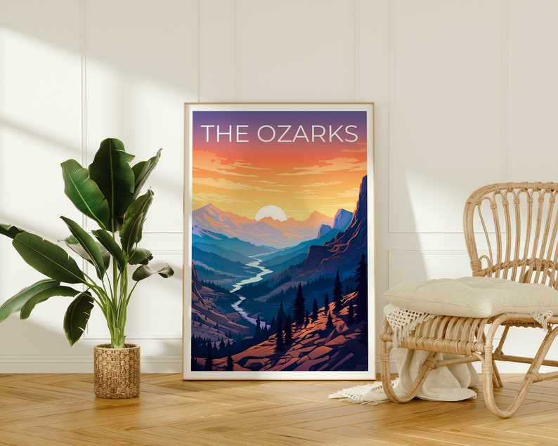 Ozarks Travel Poster, Mountains Wall Art, Mountains Print, Ozarks Poster, Hiking Poster, Nature Poster, Ozarks Art