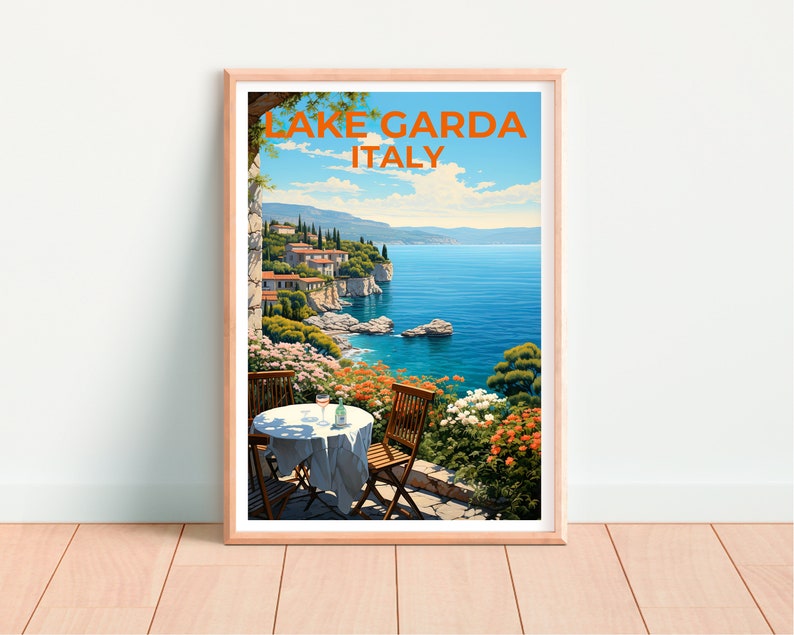 Lake Garda Travel Poster, Italy Wall Art, Italy Print, Lake Garda Poster, Italy Poster, Nature Poster, Lake Garda Art