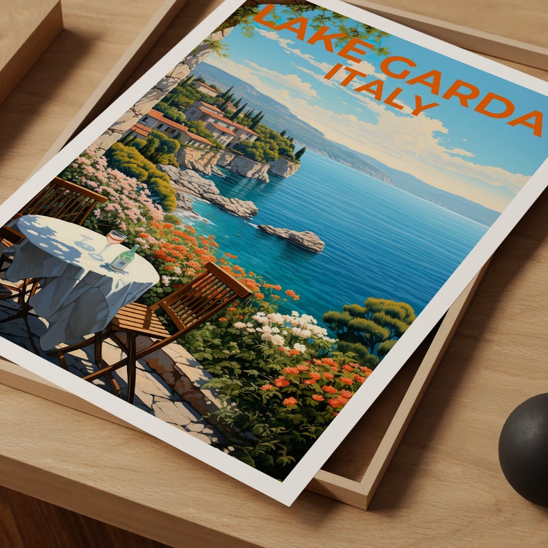 Lake Garda Travel Poster, Italy Wall Art, Italy Print, Lake Garda Poster, Italy Poster, Nature Poster, Lake Garda Art