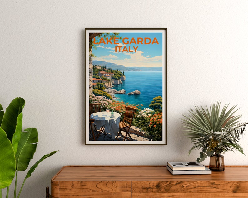 Lake Garda Travel Poster, Italy Wall Art, Italy Print, Lake Garda Poster, Italy Poster, Nature Poster, Lake Garda Art