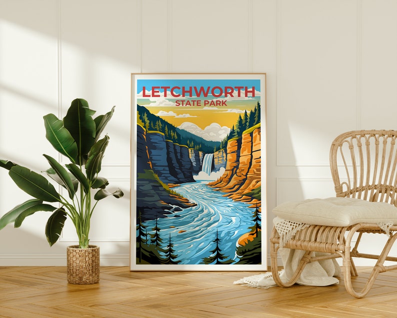 Letchworth Travel Poster, New York Wall Art, New York Print, Letchworth Poster, New York Poster, Waterfall Poster, Letchworth Art