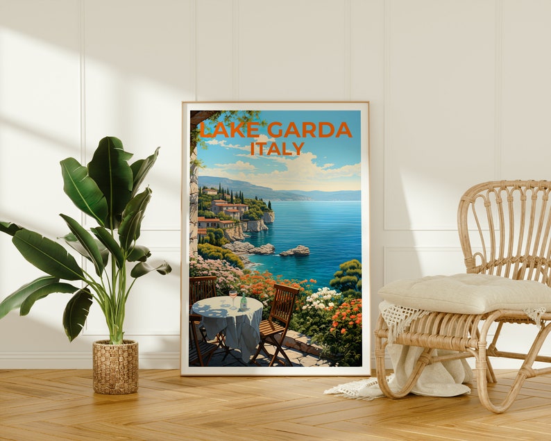 Lake Garda Travel Poster, Italy Wall Art, Italy Print, Lake Garda Poster, Italy Poster, Nature Poster, Lake Garda Art