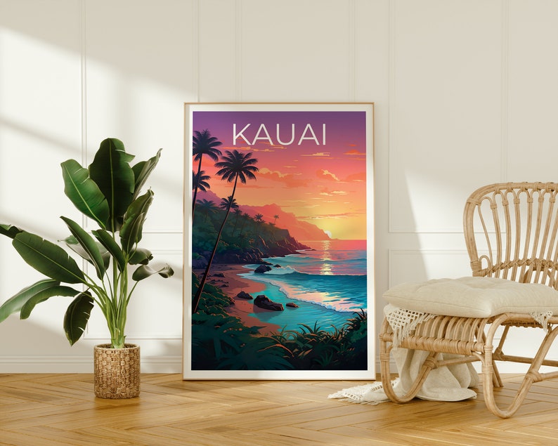 Kauai Poster, Kauai Print, Hawaii Poster, Hawaii Print, Kauai Travel Poster, Beach Art, Hawaii Art